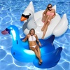 image:imageSwimline Animal Kingdom Extra Large Swimming Pool Floats Combo Value Pack LightUp Swan and Black Swan